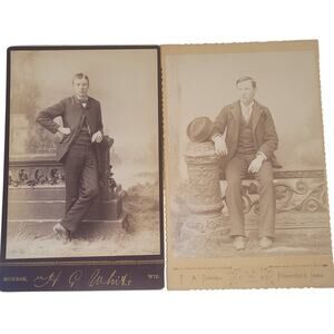 Antique Cabinet Card Photos Young Men Portrait Victorian Ephemera Lot